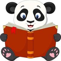 cartoon panda die een boek leest vector