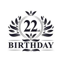 luxe 22e verjaardagslogo, 22 jaar feest. vector