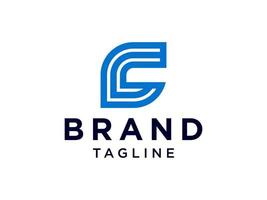 abstracte eerste letter c-logo. blauwe lijnstijl geïsoleerd op een witte achtergrond. bruikbaar voor bedrijfs- en merklogo's. platte vector logo-ontwerpsjabloon sjabloon.