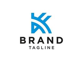 eerste letter k-logo. blauwe vorm kalligrafie stijl geïsoleerd op een witte achtergrond. bruikbaar voor bedrijfs- en merklogo's. platte vector logo-ontwerpsjabloon sjabloon.