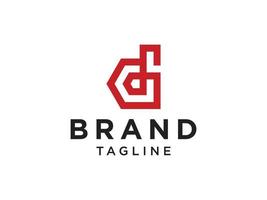 eerste letter d-logo. rode vorm d brief met origami stijl pijl binnen geïsoleerd op een witte achtergrond. bruikbaar voor bedrijfs- en leveringslogo's. platte vector logo-ontwerpsjabloon sjabloon.
