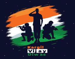 handgetekende kargil vijay diwas illustratie met Indiase vlag vector