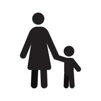 moeder met kind in vooraanzicht silhouet. moederschap. ouder. geïsoleerde vectorillustratie vector