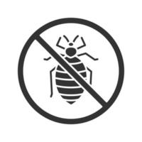 stop bed bug teken glyph pictogram. parasitaire insectenwerend middel. ongediertebestrijding. silhouet symbool. negatieve ruimte. vector geïsoleerde illustratie