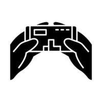 mobiel spel glyph icoon. e-sporten. spelen op telefoon. Tetris. scherm met mobiel gamen. silhouet symbool. negatieve ruimte. vector geïsoleerde illustratie