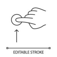 verticaal scroll omhoog gebaar lineair pictogram. touchscreen gebaren. menselijke hand en vingers. sensorische apparaten gebruiken. dunne lijn illustratie. contour symbool. vector geïsoleerde overzichtstekening. bewerkbare streek