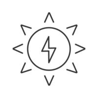 zonne-energie lineaire pictogram. zon met bliksem binnen. dunne lijn illustratie. ecologische energie. contour symbool. vector geïsoleerde overzichtstekening