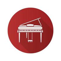 piano plat ontwerp lange schaduw glyph pictogram. fortepiano. vector silhouet illustratie