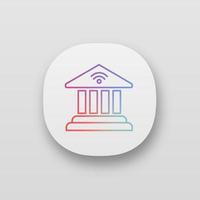 app-pictogram voor online bankieren. saldo op de rekening. e-betaling. bank gebouw. ui ux-gebruikersinterface. web- of mobiele applicatie. vector geïsoleerde illustratie