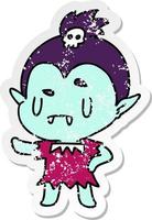 verontruste sticker cartoon kawaii van schattig vampiermeisje vector