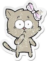 noodlijdende sticker van een cartoonkat vector