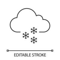 lichte sneeuw lineaire pictogram. winter. dunne lijn illustratie. sneeuwachtig weer. wolk en sneeuwvlok. weervoorspelling. contour symbool. vector geïsoleerde overzichtstekening. bewerkbare streek