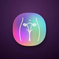 vrouwelijk voortplantingssysteem app icoon. baarmoeder, eileiders en vagina. gezondheid van vrouwen. gynaecologie. ui ux-gebruikersinterface. web- of mobiele applicatie. vector geïsoleerde illustratie