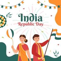 Indiase onafhankelijkheidsdag sociale media sjabloon platte cartoon achtergrond vectorillustratie vector