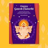 gelukkige ganesh chaturthi sociale media poster sjabloon platte cartoon achtergrond vectorillustratie vector