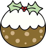 eigenzinnige handgetekende cartoon kerstpudding vector