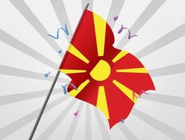 de Macedonische feestvlag wapperde op een hoogte vector