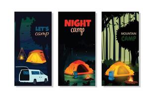 zomertijd camping tent natuur vakantie kaartsjabloon vector