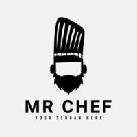 zwarte chef-kok logo ontwerpsjabloon vector