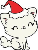 kerst cartoon van kawaii kat vector