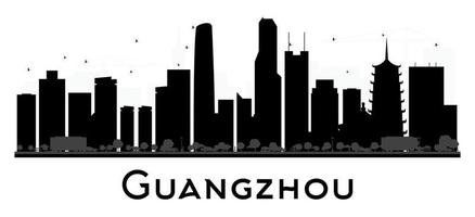 guangzhou stad skyline zwart-wit silhouet. vector