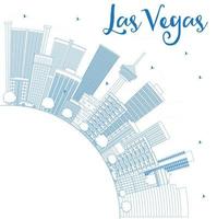 schets de skyline van las vegas met blauwe gebouwen en kopieer ruimte. vector