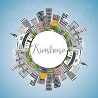 kinshasa skyline met grijze gebouwen, blauwe lucht en kopieerruimte. vector