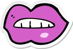 sticker van een cartoon roze lippen vector