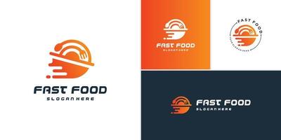 fastfood-logo met premium vector in creatieve elementstijl