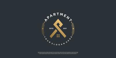 appartement logo met embleem stijl premium vector