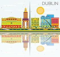 dublin skyline met kleur gebouwen, blauwe lucht en reflecties. vector