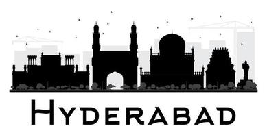 hyderabad stad skyline zwart-wit silhouet. vector