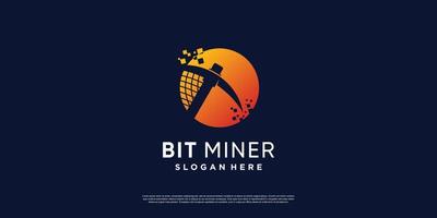 bitcoin miner-logo met modern creatief concept premium vector