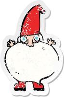 retro noodlijdende sticker van een cartoon kleine kerstman vector