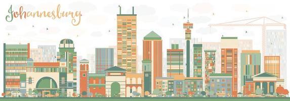 abstracte skyline van johannesburg met kleur gebouwen. vector