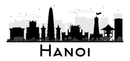 Hanoi stad skyline zwart-wit silhouet. vector