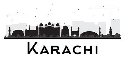 karachi stad skyline zwart-wit silhouet. vector