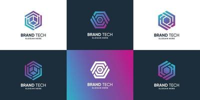 technologie logo-collectie met moderne concept premium vector