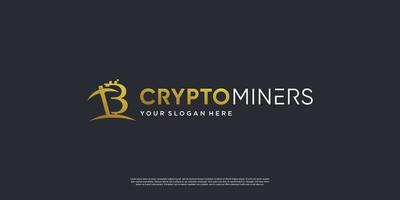 crypto-mijnlogo met modern creatief element premium vectordeel 1. vector