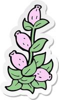 sticker van een cartoon bloemen vector