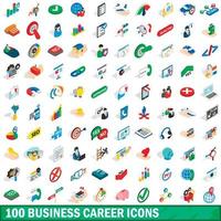 100 zakelijke carrière iconen set, isometrische 3D-stijl vector