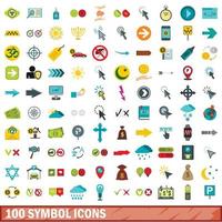 100 symbool iconen set, vlakke stijl vector