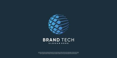 globe-logo met premium vectordeel van het moderne technologieconcept vector