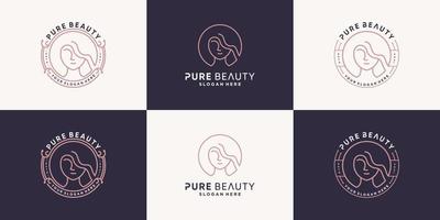 beauty logo collectie met lijnstijl premium vector