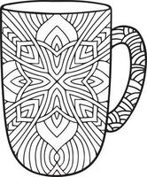 koffiemok of theekop met abstracte patronen in de stijl van zentangle, doodle. hand getekende illustratie, kleurboek voor volwassenen.