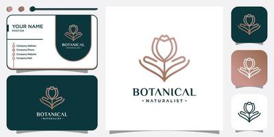 botanisch logo met creatieve bloemconcept premium vector