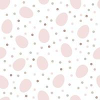 naadloze patroon met beige paaseieren en polka dots of confetti op witte achtergrond. vector