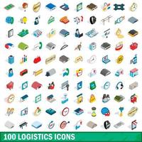 100 logistiek iconen set, isometrische 3D-stijl vector