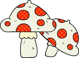 eigenzinnige cartoon-paddenstoelen in stripstijl vector