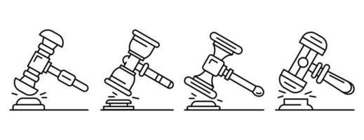 rechter hamer pictogrammenset, Kaderstijl vector